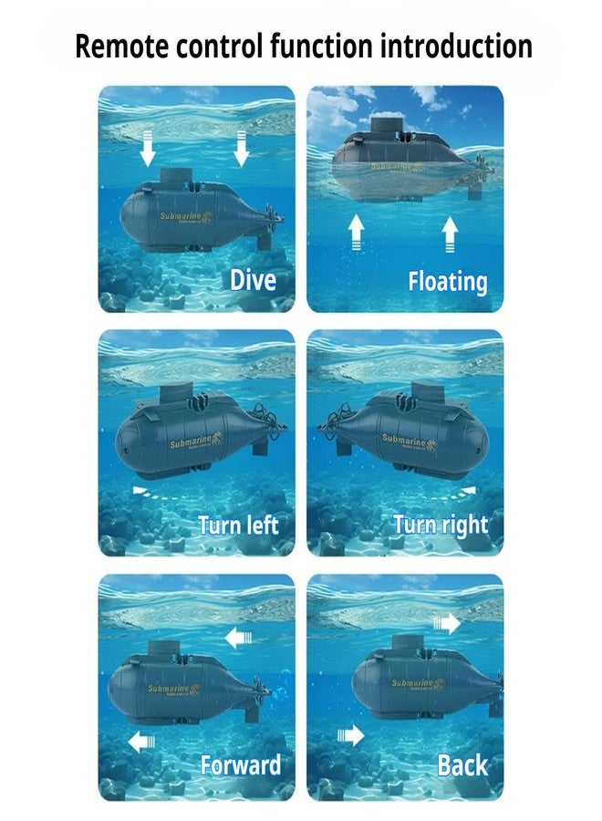 Tsiodot Mini RC Submarine Boat for Kids, 6CH Remote Control High-Speed Waterproof Diving Toy for Pools, Lakes, Bathtubs - Gift for Boys and Girls（Blue） - Image 4